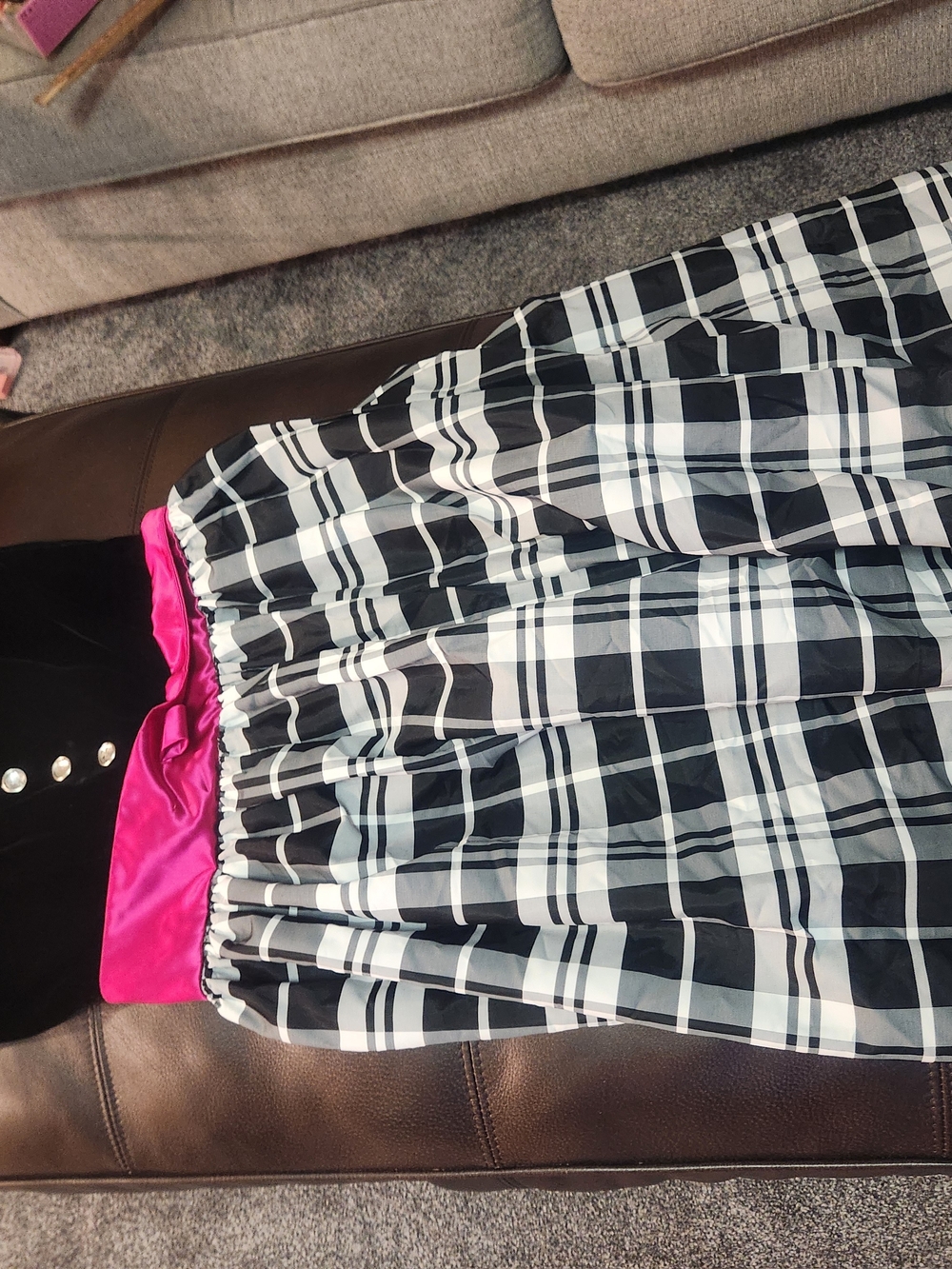 Vintage 80s Positively Ellyn Black Velvet Plaid Party Dress Size 12 Made in USA - Picture 6 of 13